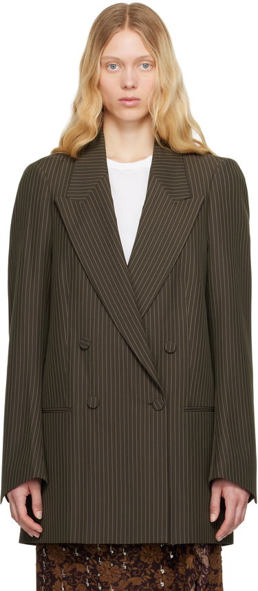 Яке Dries Van Noten Dries Van Noten Pinstriped Double-Breasted Blazer Кафяво | 251-010409-1065, 0