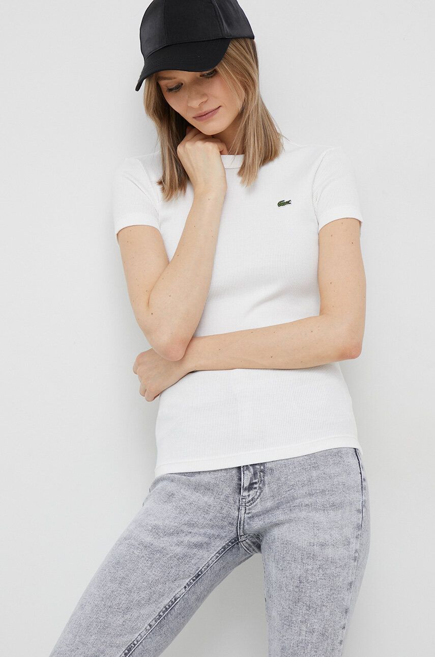 Тениска Lacoste Slim Fit Organic Cotton T-Shirt Бяло | TF5538, 0