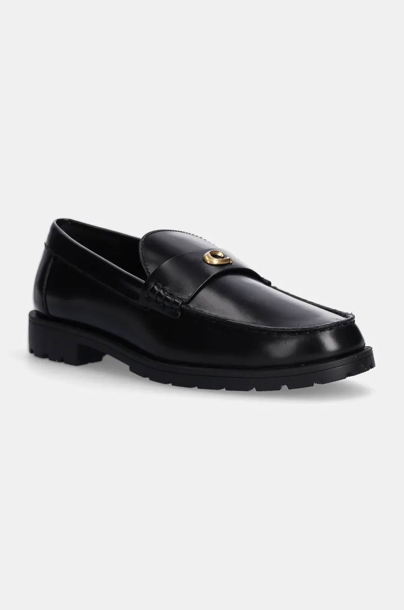 Кецове и обувки Coach Jocelyn Leather Flat-Heel Loafers Черно | CW980.BLK