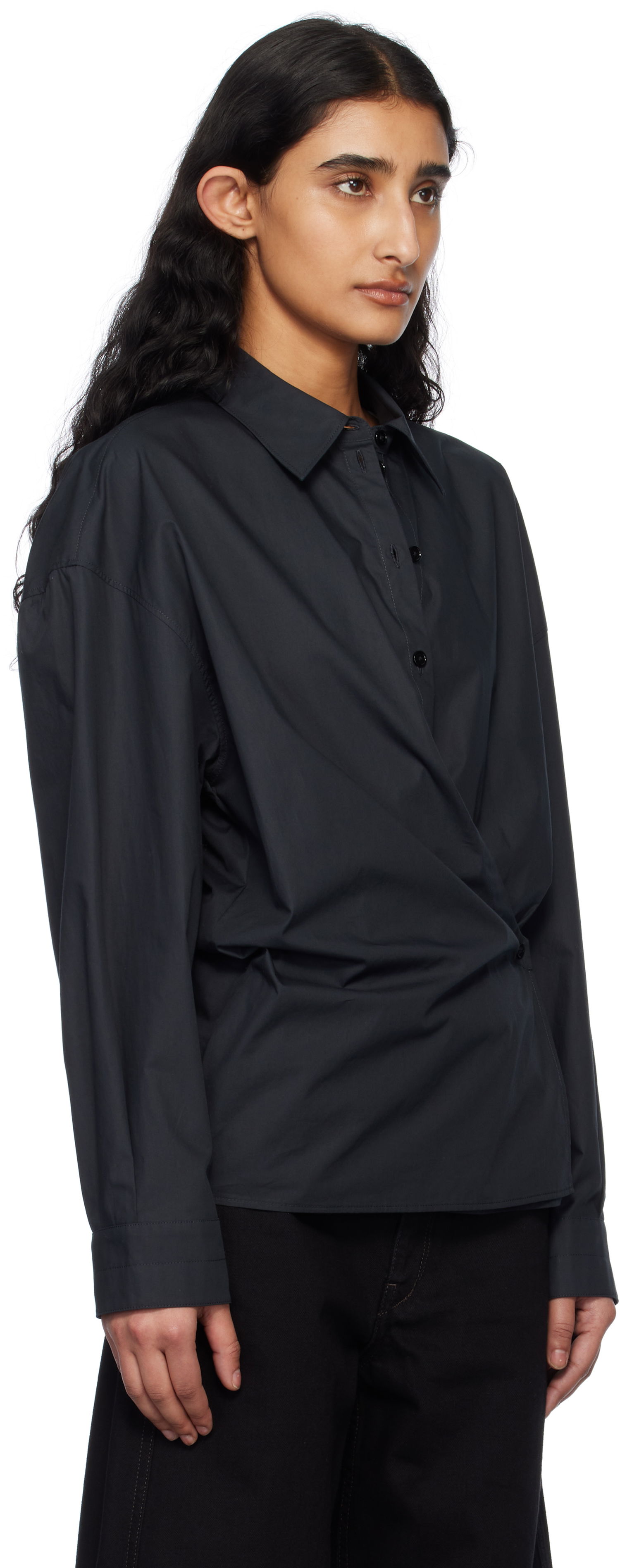 Риза LEMAIRE Lemaire Straight Collar Twisted Shirt Тъмно синьо | SH1141 LF588, 1