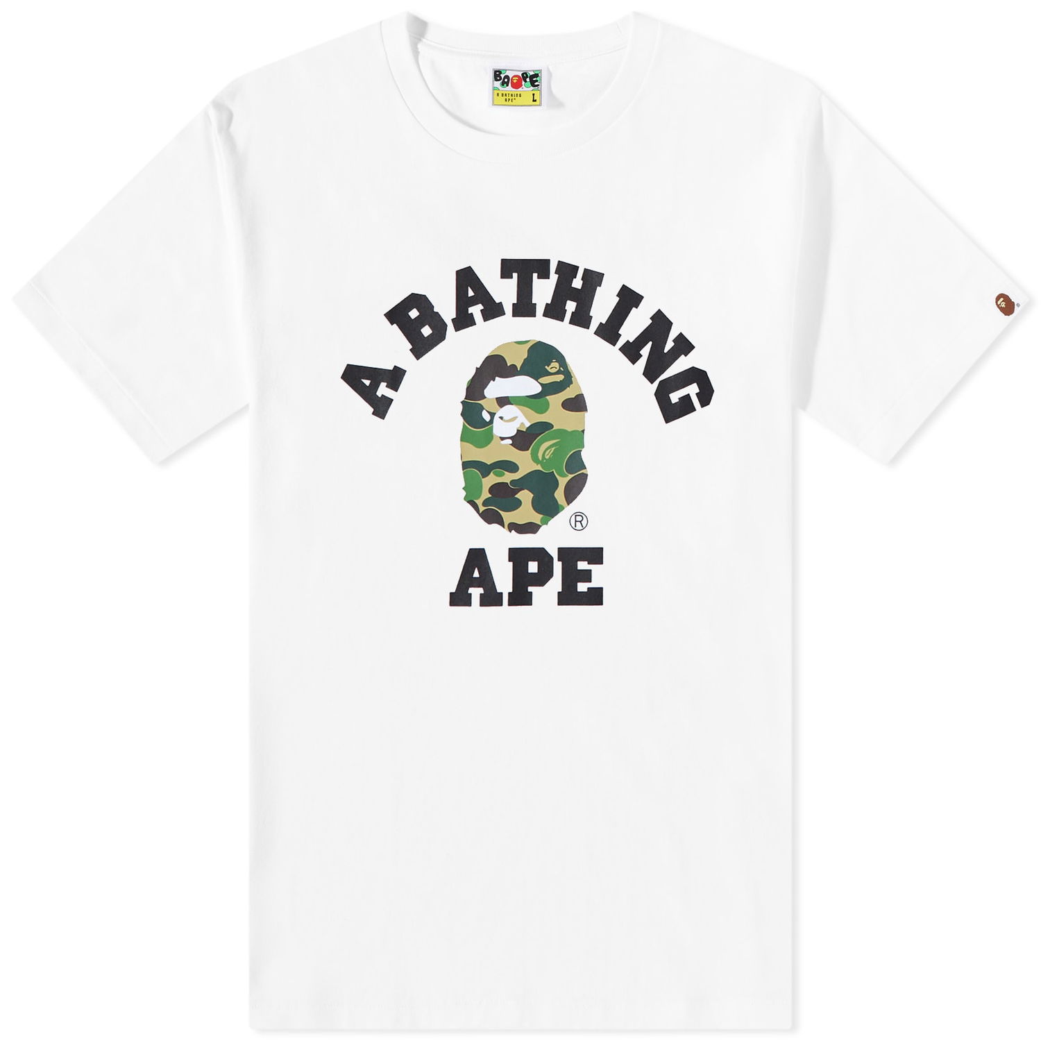 Тениска BAPE ABC Camo College T-Shirt White Green Бяло | 001TEJ302005L-WGN, 0