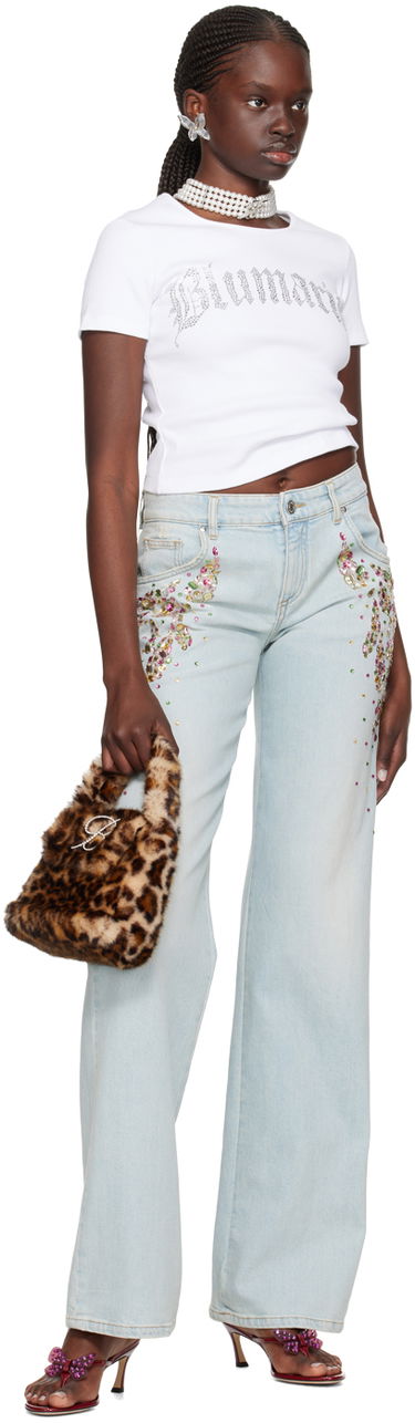 Тениска Blumarine Crystal-Cut T-Shirt Бяло | P422T048A, 3