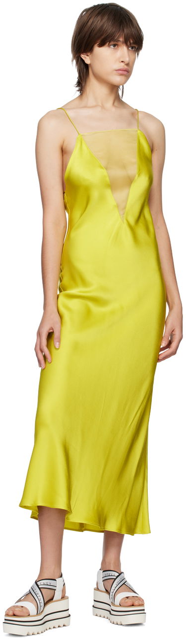 Pокля Stella McCartney Designer Sheer Panel Maxi Dress Жълто | 6A01273AU309, 3