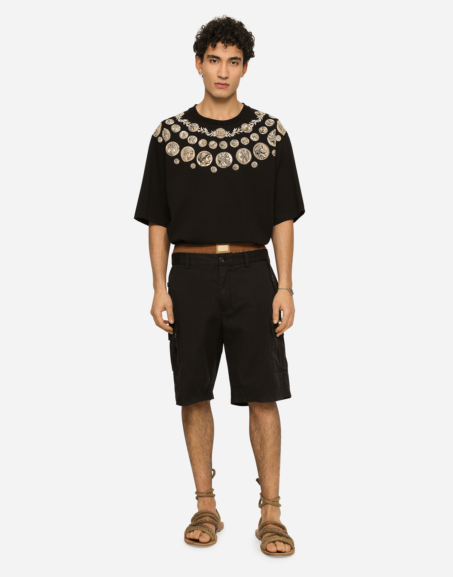 Карго панталони Dolce & Gabbana Stretch Cotton Cargo Shorts With Brand Plate Черно | GV5IHTFUFJRN0000, 1