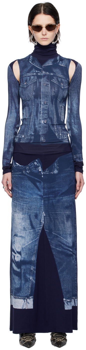 Пола Jean Paul Gaultier Gaultier Trompe L'oeil Maxi Dress Синьо | 23/15-F-RO068-J530-5950, 0