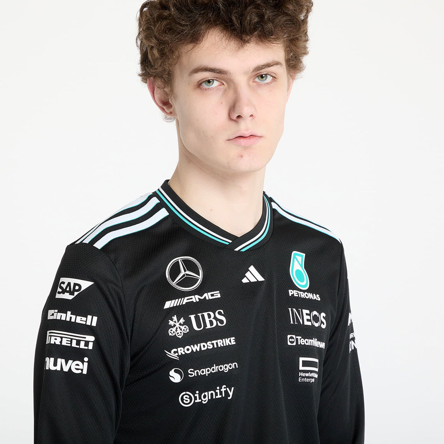 Фланелка adidas Performance Mercedes-AMG Petronas Formula One Team Authentic Long Sleeve T-Shirt Черно | JW5359, 1