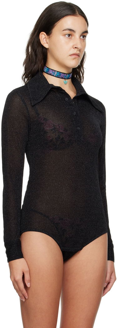 боди Anna Sui Anna Sui Sparkling Polo Neck Bodysuit Черно | 723L21, 3