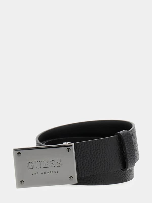 Колани GUESS Men's Black Leather Belt With Buckle Черно | BMGRTUP5140, 0