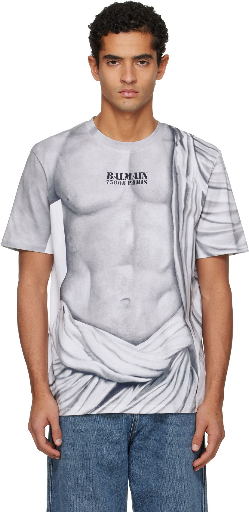 Тениска Balmain Statue Print T-shirt Сиво | FH1EG000GF07