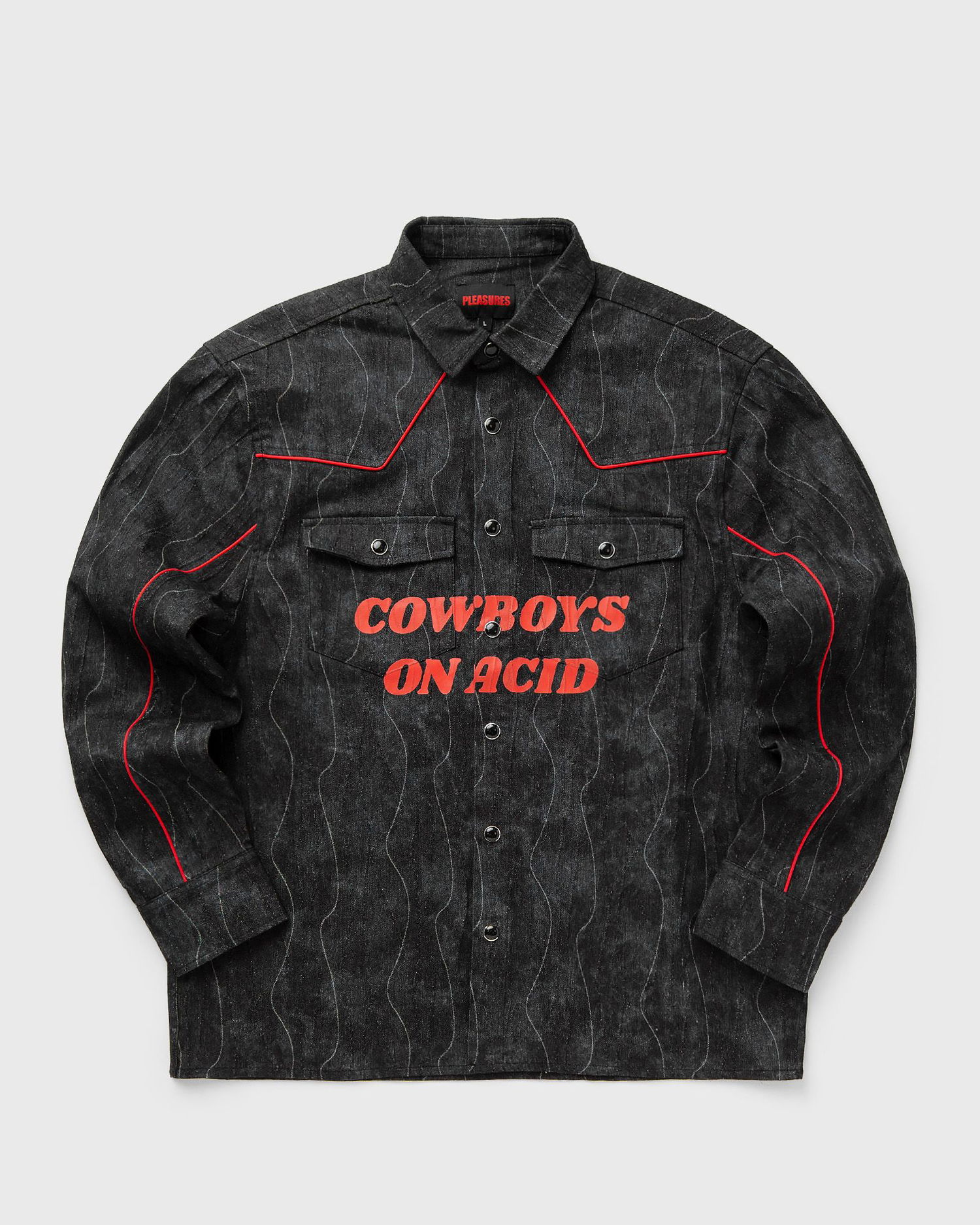 Риза Pleasures Pleasures Acid Cowboy Denim Shirt Черно | P24W005-BLACK, 0