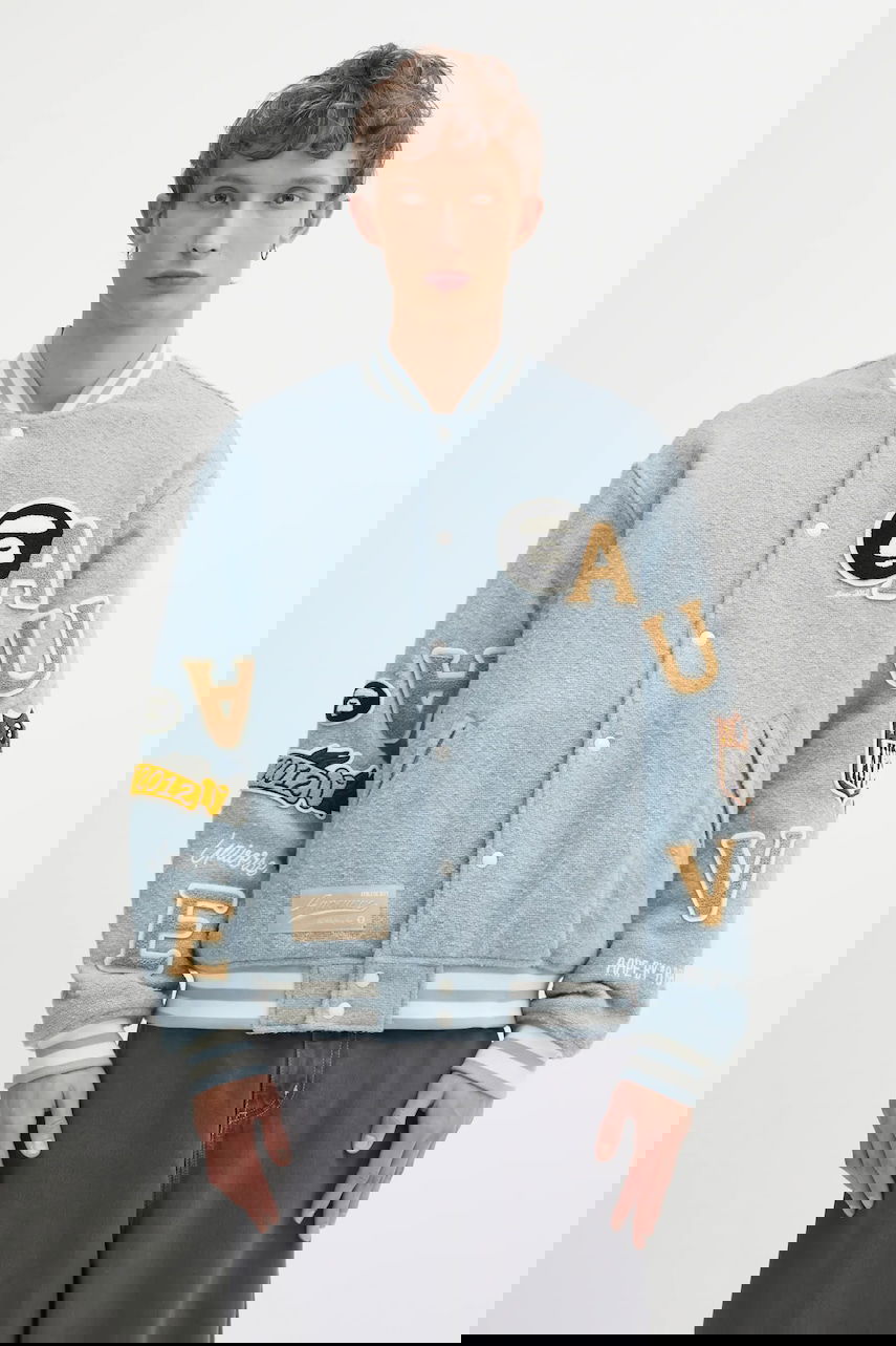Яке бомбър AAPE by A Bathing Ape Main Universe Oversize Textured Varsity Patched Bomber Jacket Синьо | AAPJKM7742XAP, 0