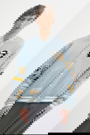 Яке бомбър AAPE by A Bathing Ape Main Universe Oversize Textured Varsity Patched Bomber Jacket Синьо | AAPJKM7742XAP, 0