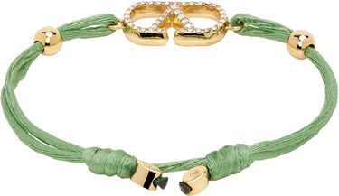 Гривна Valentino Valentino Garavani VLogo Crystal-Embellished Cord Bracelet Зелено | 6W2J0X85RLV, 1