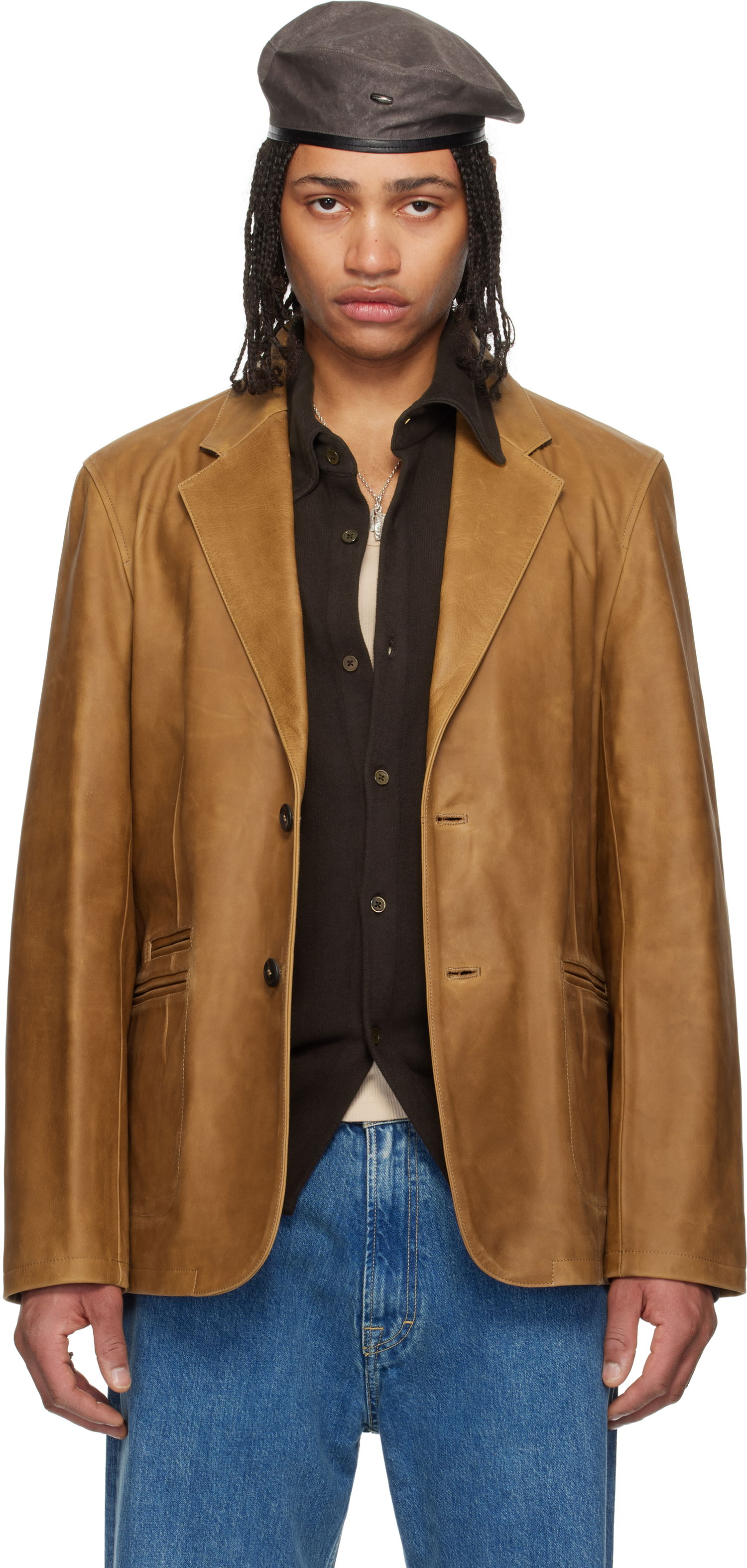 Яке OUR LEGACY Our Legacy Opening Leather Blazer Кафяво | M2259OBL, 0