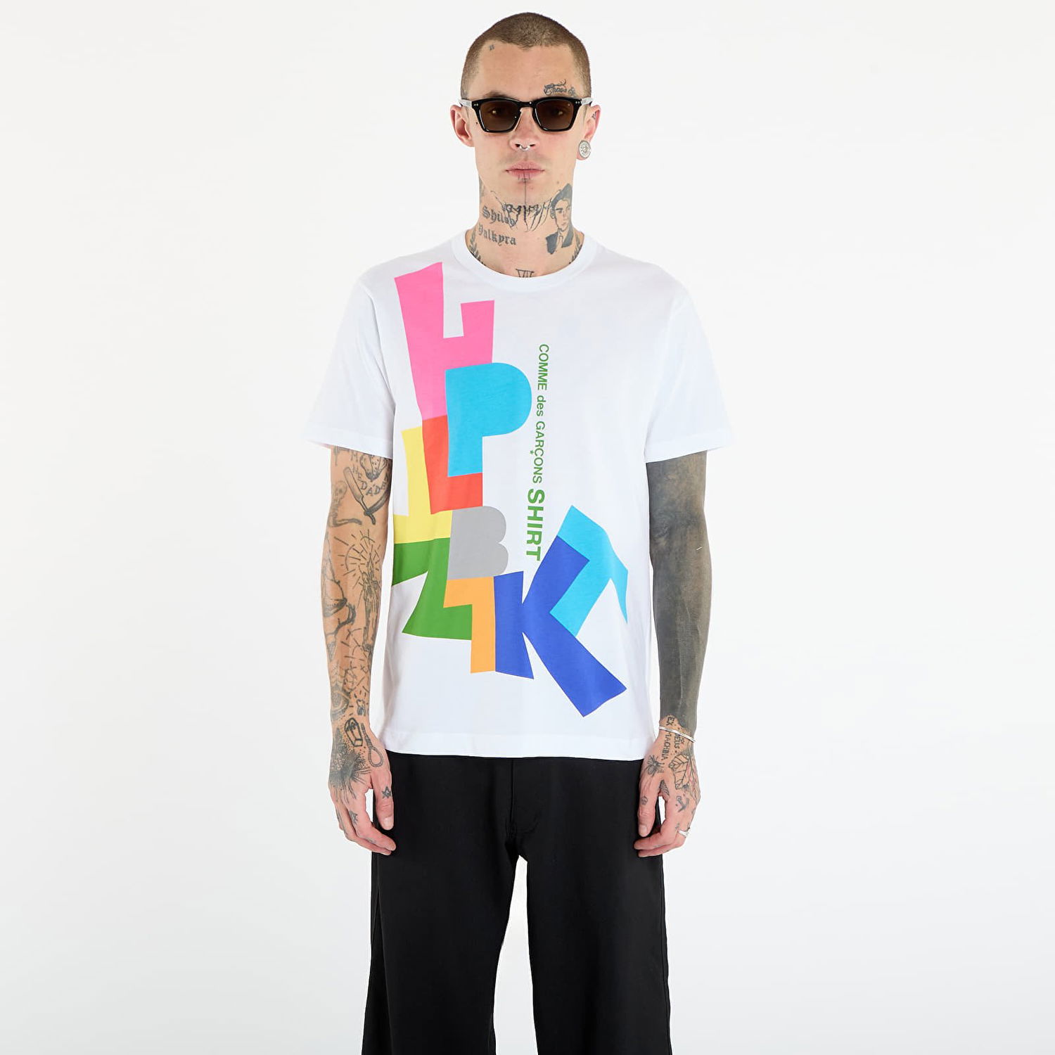 Тениска Comme des Garçons Comme des Garçons SHIRT T-Shirt With Colorful Block Graphic Print Многоцветен | FP-T002-W25 White, 0