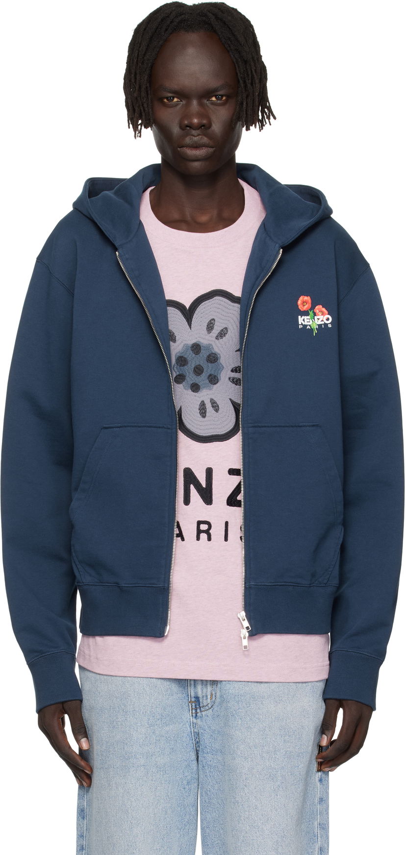 Суитчър KENZO Kenzo 'KENZO Archive Bouquet' Full-Zip Hoodie Тъмно синьо | FF65HO2554MF