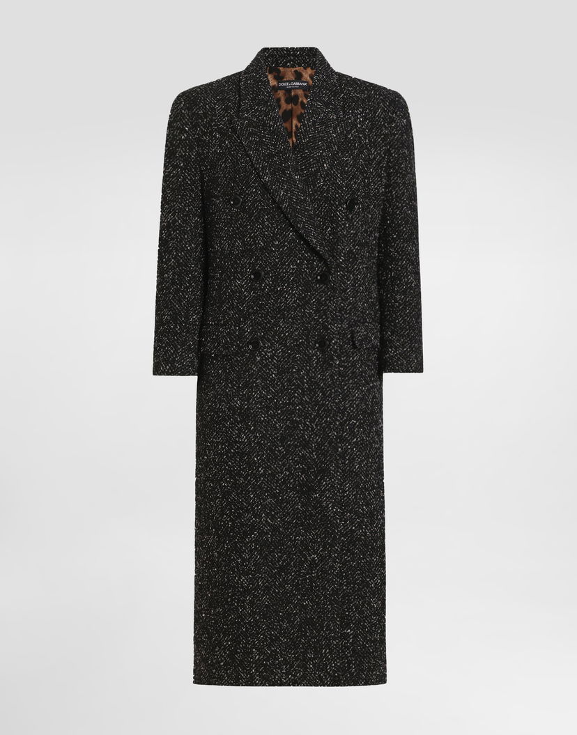 Палта Dolce & Gabbana Dolce & Gabbana Oversized Double-breasted Wool Blend Chevron Coat Черно | F0GHHTFCZADS8031