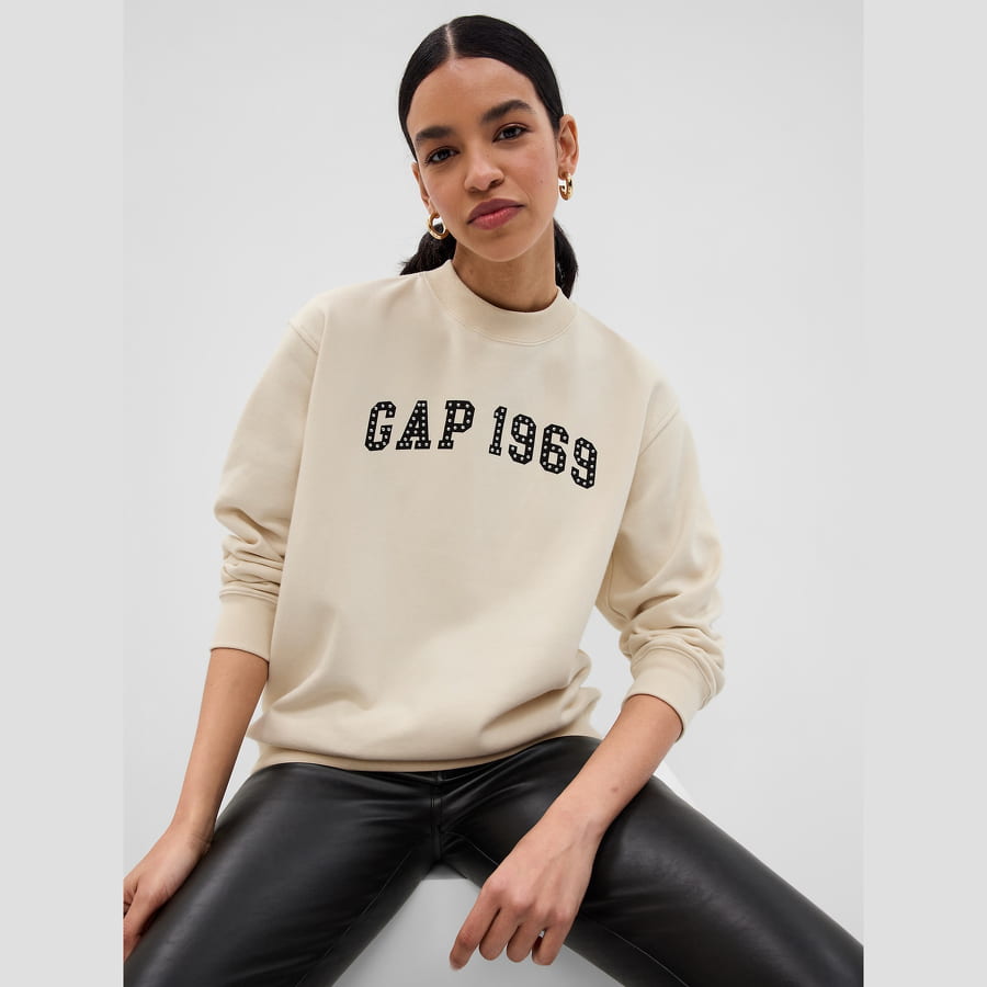 Суитчър GAP Fl Logo Boyfriend Crewneck Бежово | 566543-02, 0