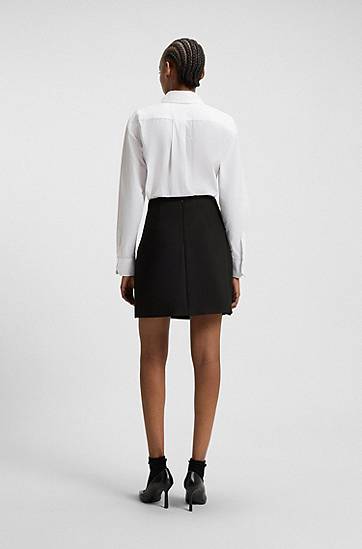 Пола BOSS Wrap-front Skirt with Knot Button Черно | 50547624, 1