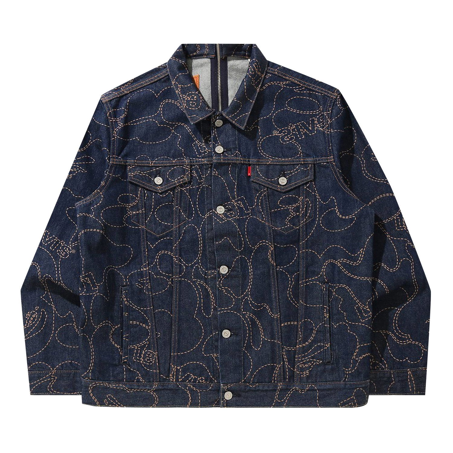 Яке BAPE x Levi's Camo Trucker Jacket Тъмно синьо | 1H23 140 910 NAVY INDIGO, 1