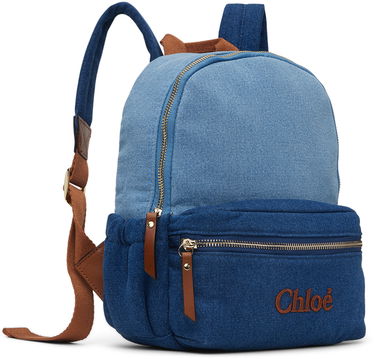 Раница CHLOÉ Chloé Embroidered Denim Backpack Синьо | C20280, 1