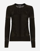 Lace-Trimmed Button-Up Cardigan