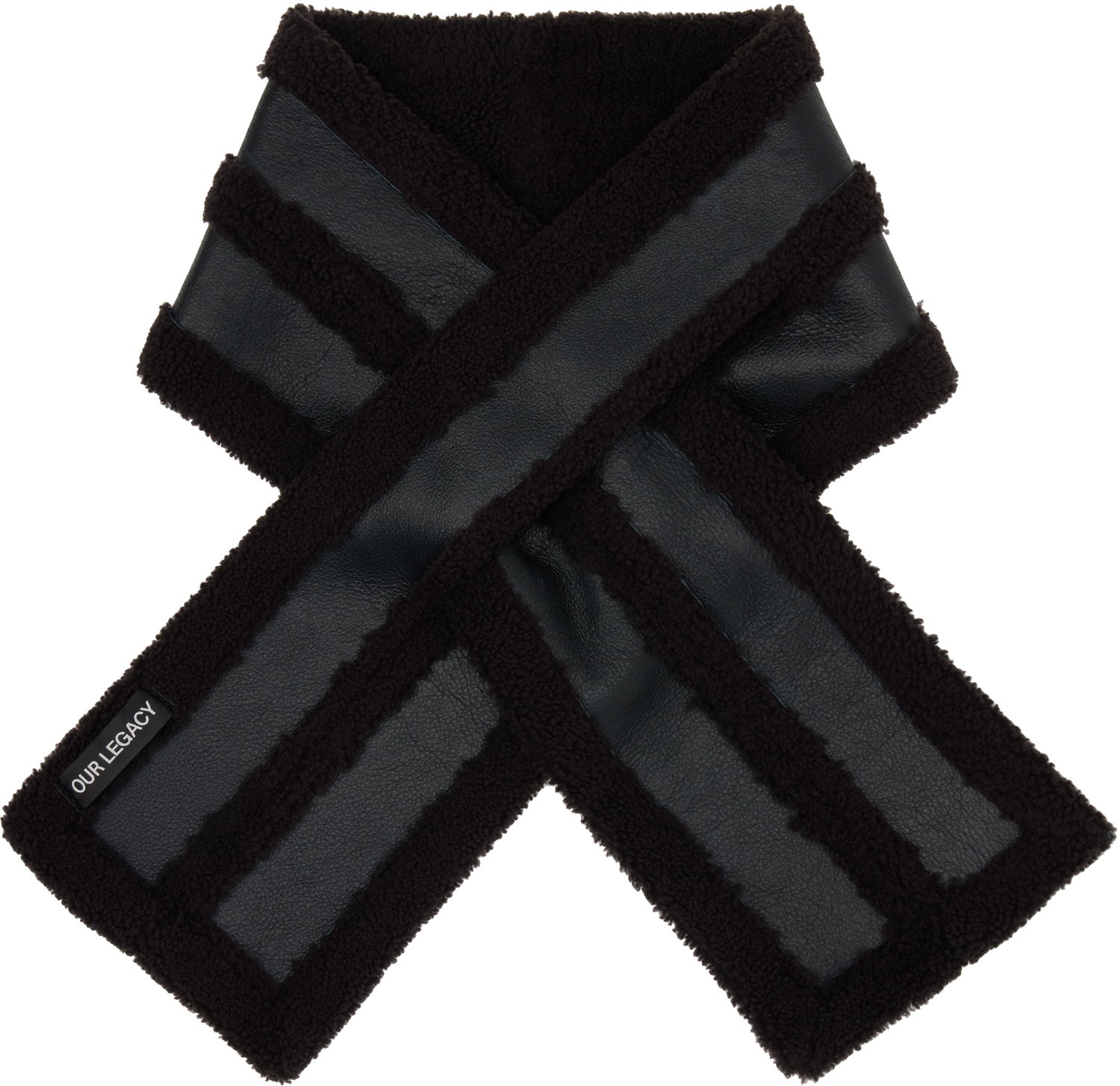 Шал OUR LEGACY Our Legacy Blizzard Faux Leather and Shearling Scarf Черно | A4258BDA, 0