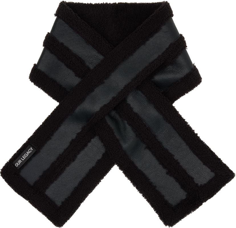 Шал OUR LEGACY Our Legacy Blizzard Faux Leather and Shearling Scarf Черно | A4258BDA