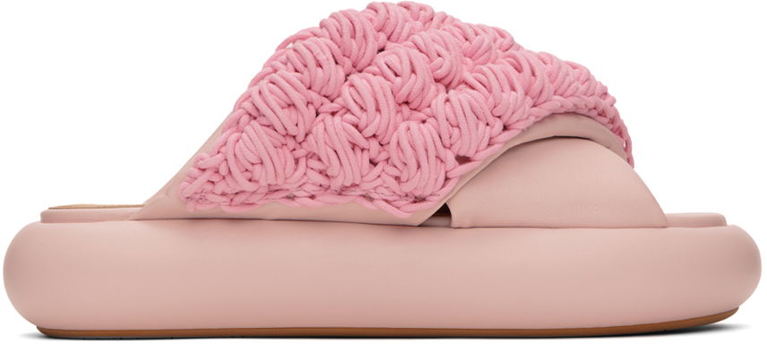 Кецове и обувки JW Anderson Pink Crochet Twister Platform Slides Розово | ANW42027A, 0