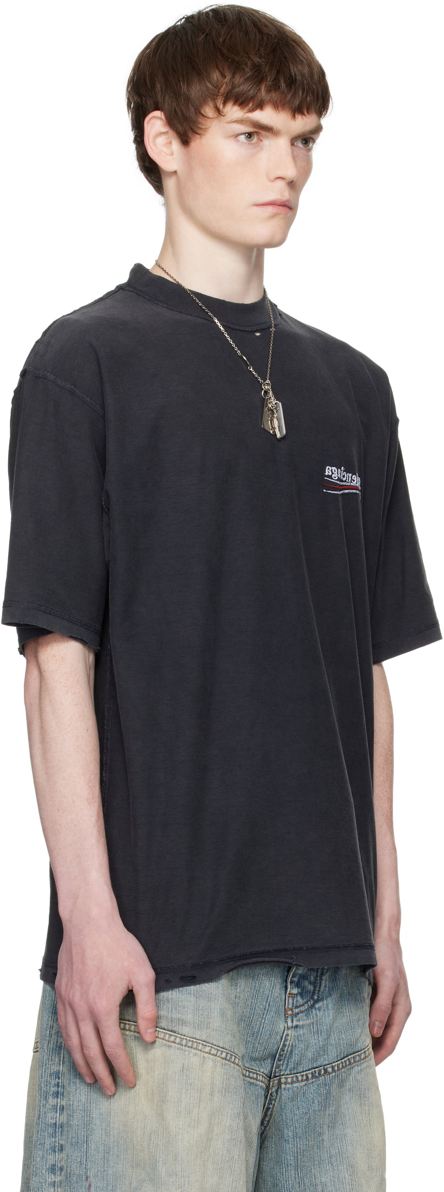 Тениска Balenciaga Balenciaga Political Campaign Inside-Out T-Shirt Черно | 830247TSVF39668, 1