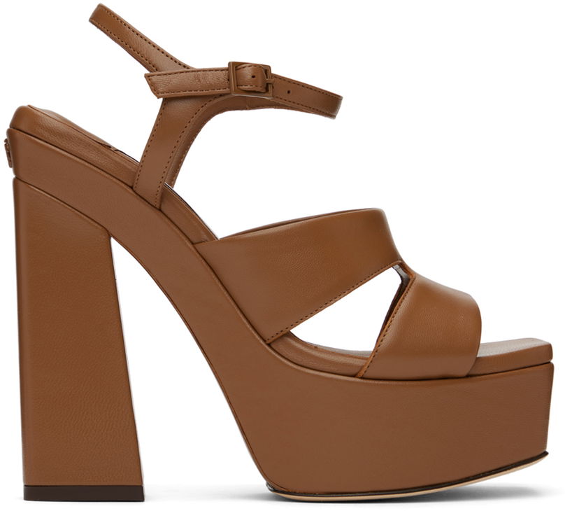 Кецове и обувки Jimmy Choo Jimmy Choo Ellison/PF 140 Platform Heeled Sandals Кафяво | ELLISON/PF 140 NAP
