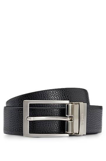 Колани BOSS Reversible belt in grained Italian leather with logo keeper Черно | 50447116