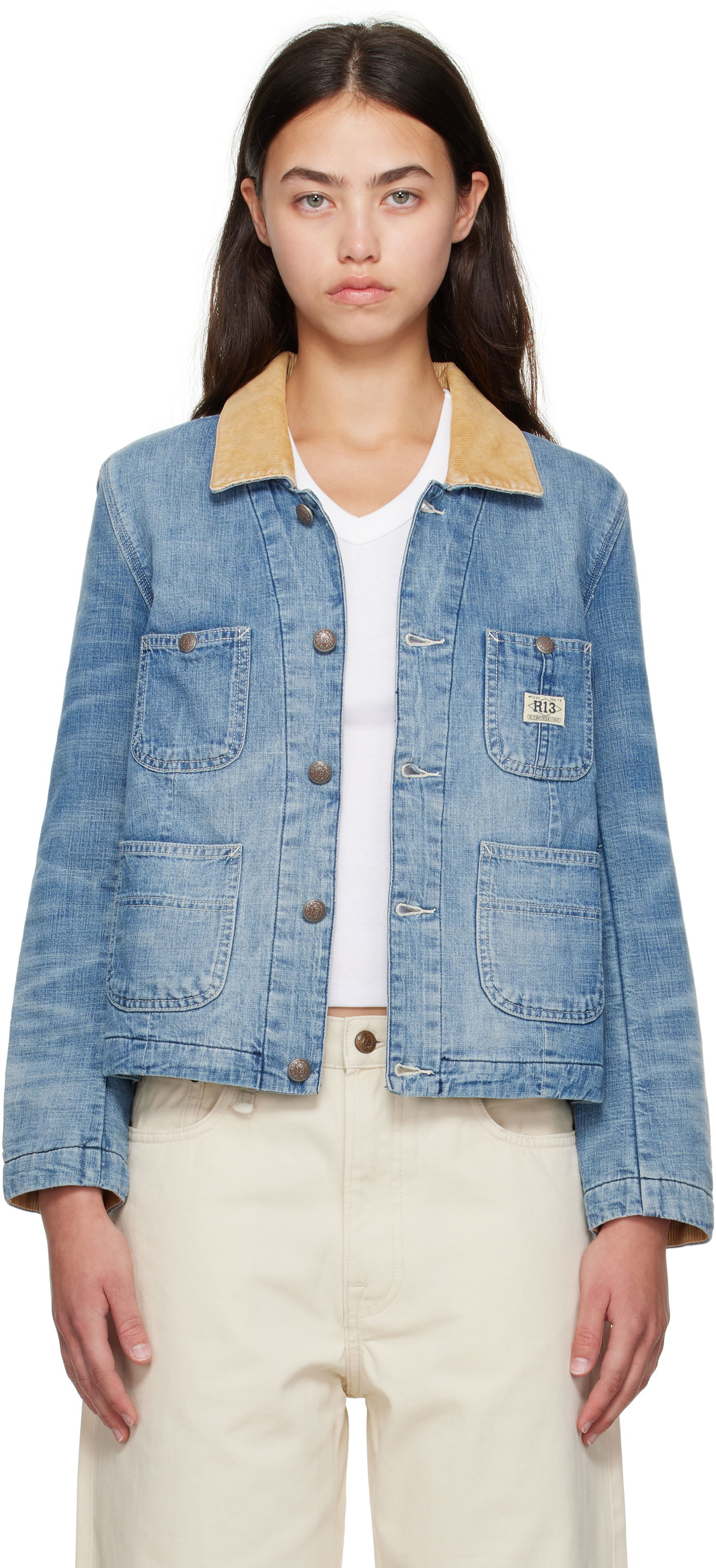 Яке R13 Cropped Denim Chore Jacket Синьо | R13WD183-D346A, 0