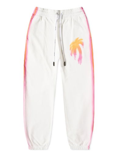 Спортни панталони Palm Angels Sprayed Palm Sweat Pant Бяло | PMCH011S23FLE0080184