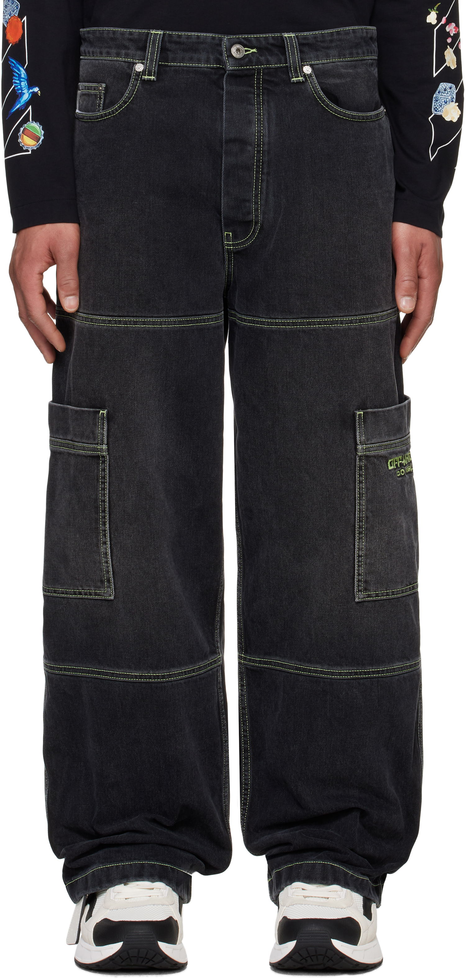 Дънки Off-White Off-White Irregular Denim Cargo Pants Черно | OMYA18QS25DEN0021350, 0