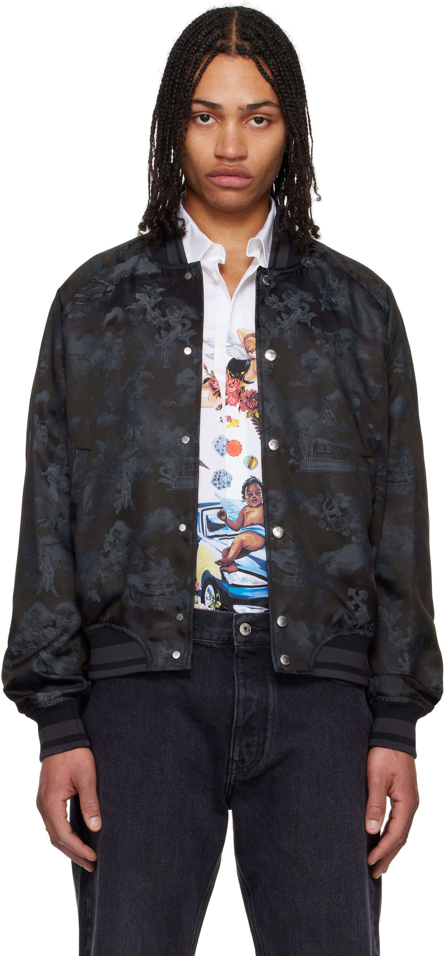 Яке бомбър Off-White Off-White Fresco Souvenir Varsity Bomber Jacket Черно | OMEH05AS25FAB0020210, 0
