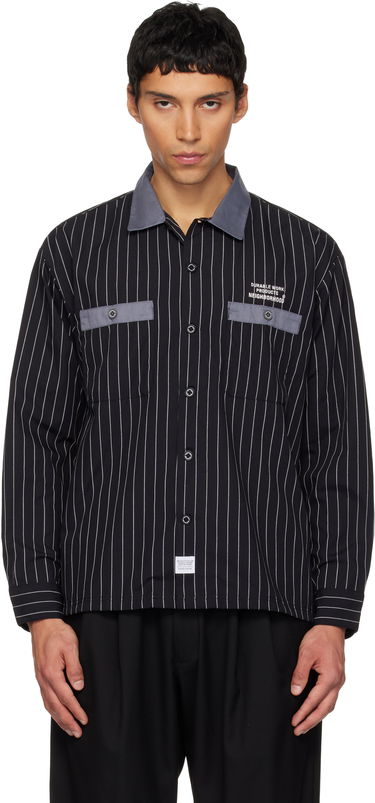 Риза Neighborhood Neighborhood Classic Work Pinstripe Long Sleeve Shirt Черно | 252TSNH-SHM03, 0