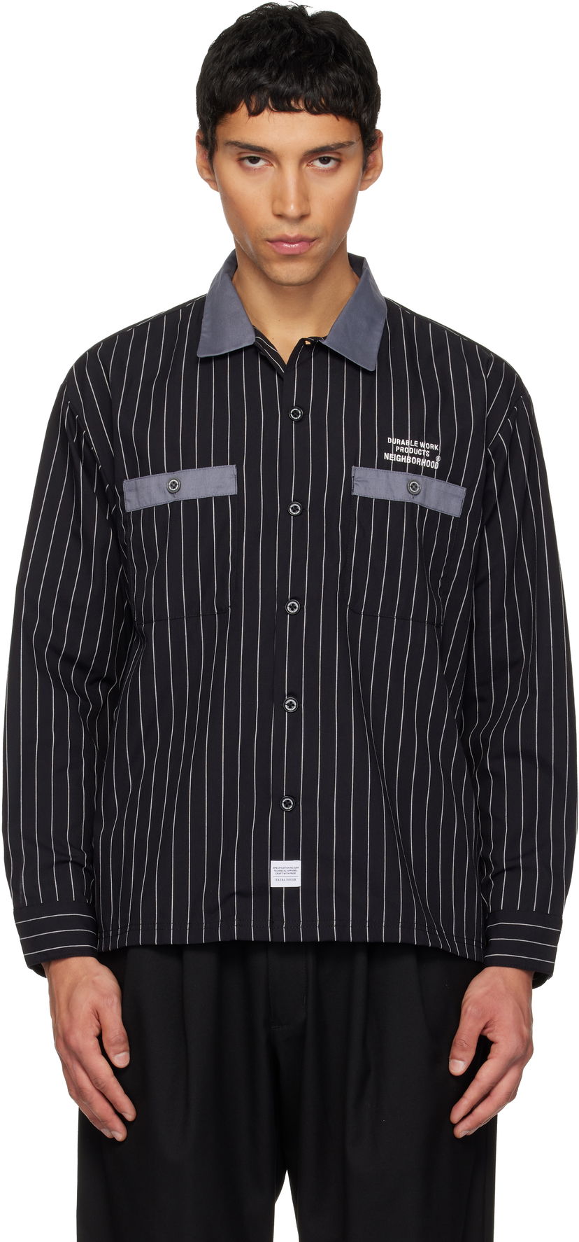 Риза Neighborhood Neighborhood Classic Work Pinstripe Long Sleeve Shirt Черно | 252TSNH-SHM03