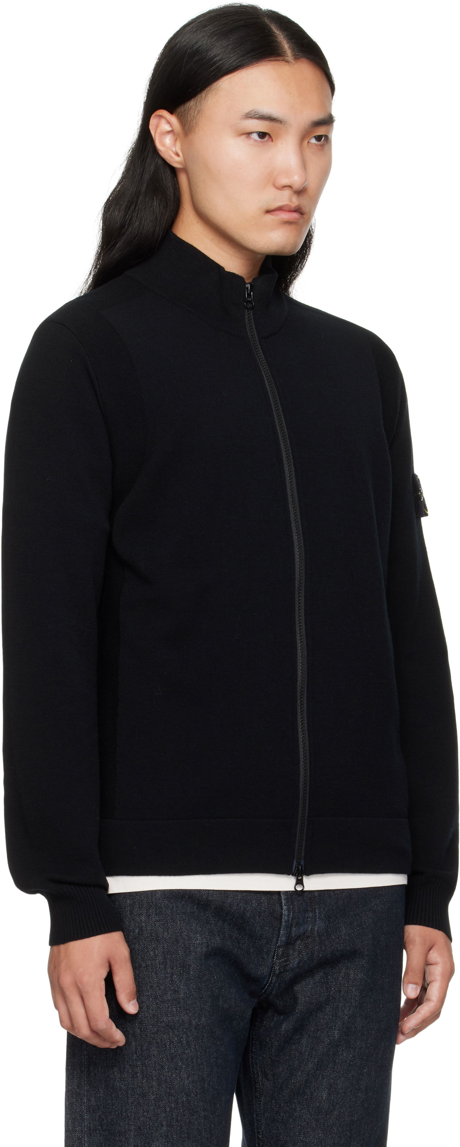Суитчър Stone Island Stone Island Stretch RWS Wool Zip-Up Sweatshirt Черно | K2S15 5100062 S00A1, 1