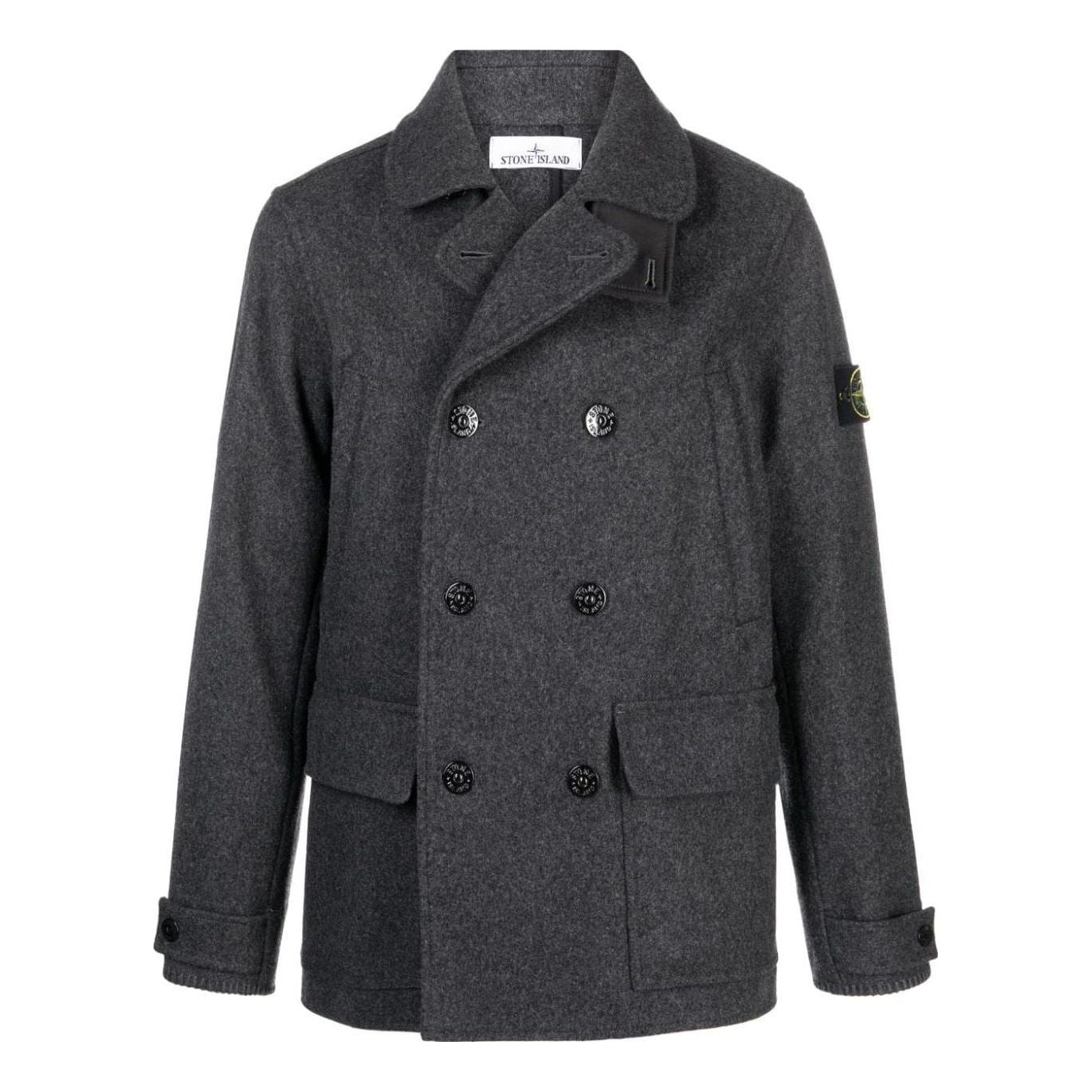 Палта Stone Island Stone Island Double-Breasted Wool Peacoat Сиво | 791543030-V0067, 0