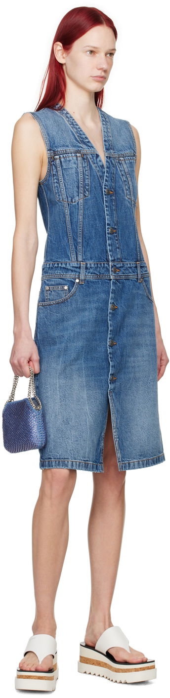 Pокля Stella McCartney Paneled Denim Midi Dress Синьо | 6D02763SPH69, 3