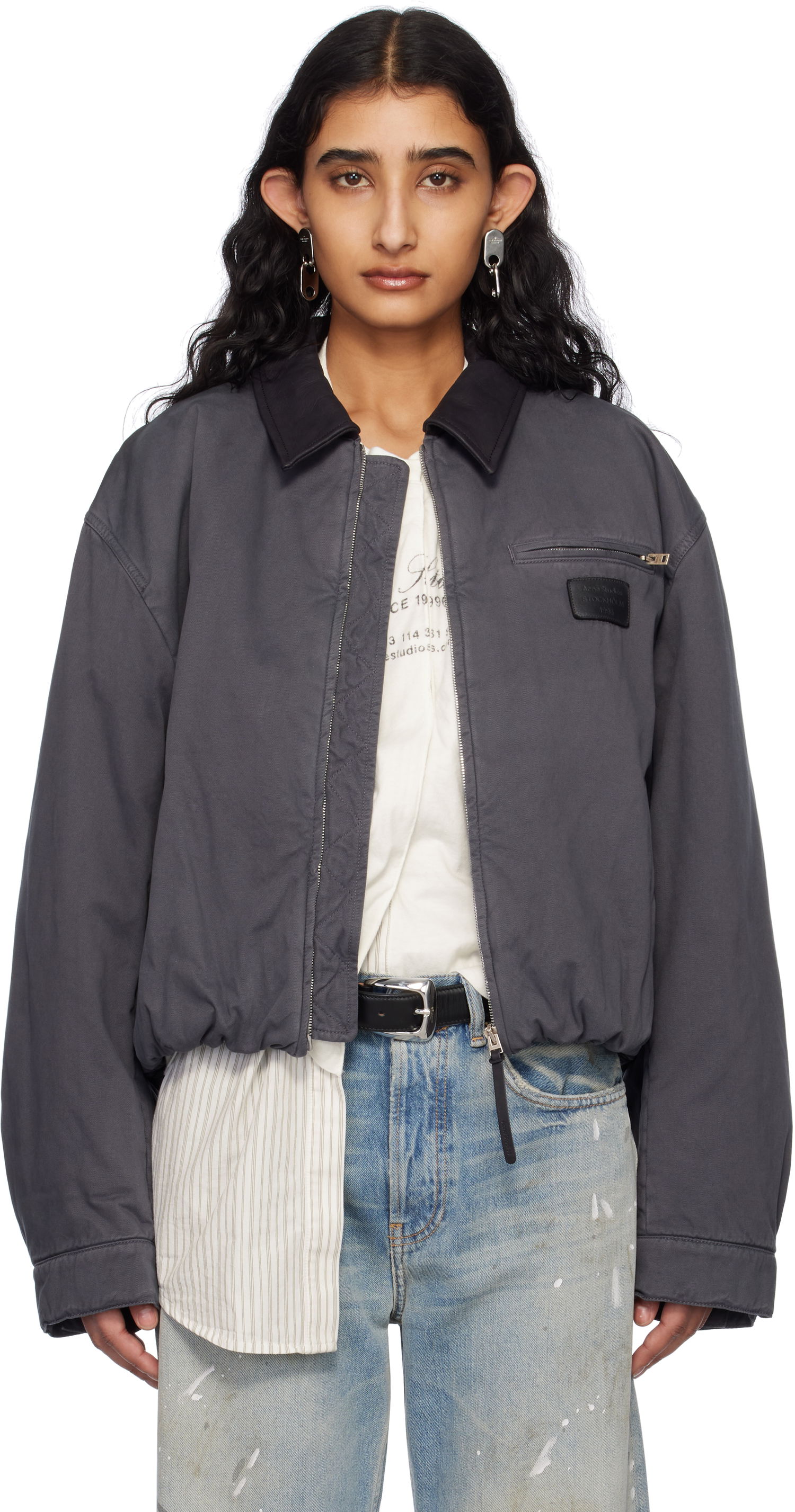 Яке бомбър Acne Studios Acne Studios Heavy Twill Bomber Jacket Сиво | A90638-, 0