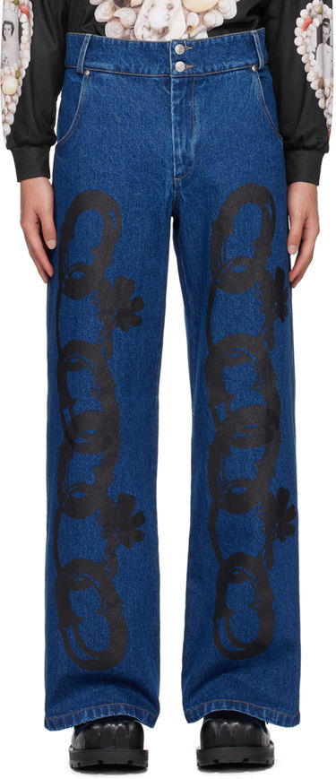 Дънки Chopova Lowena Chain Printed Denim Jeans Синьо | 4071, 0