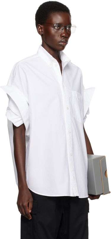 Риза Balenciaga Balenciaga Tucked Sleeve Shirt Бяло | 834033TNM60, 1