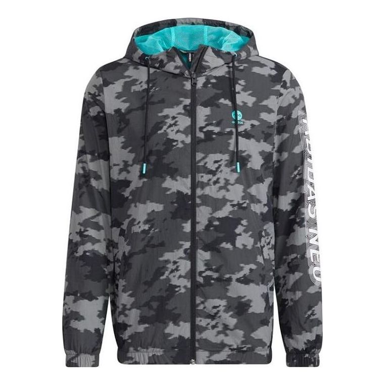 Суитчър adidas Originals Neo Camouflage Alphabet Stripe Woven Hooded Jacket Черно | HC9707