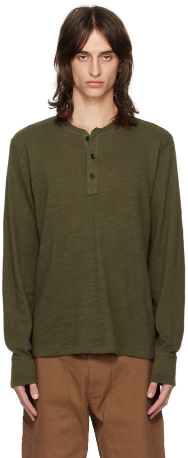 Тениска rag & bone Rag & Bone Classic Flame Henley Зелено | MBC22FT037TL37, 0