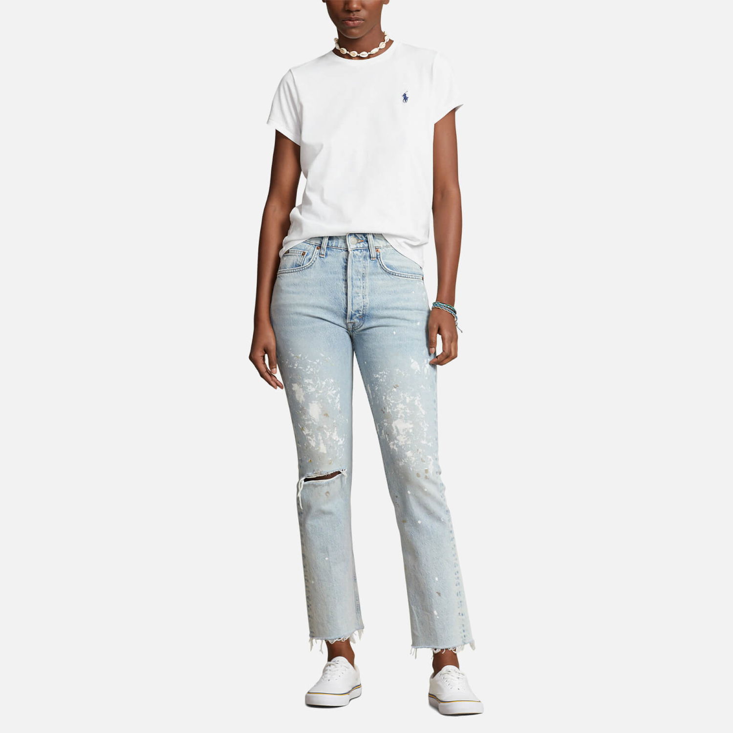 Тениска Polo by Ralph Lauren Polo Ralph Lauren Rundhals Бяло | 211898698005, 0