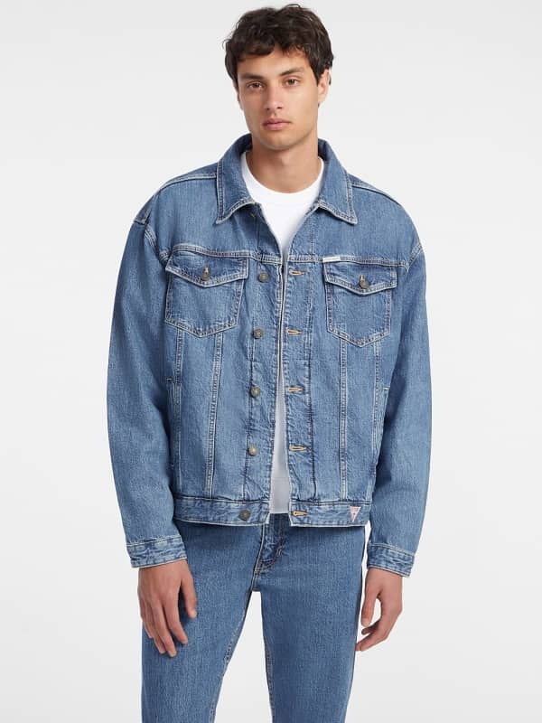 Яке GUESS Oversized Denim Trucker Jacket Синьо | M4YN38D5DO2