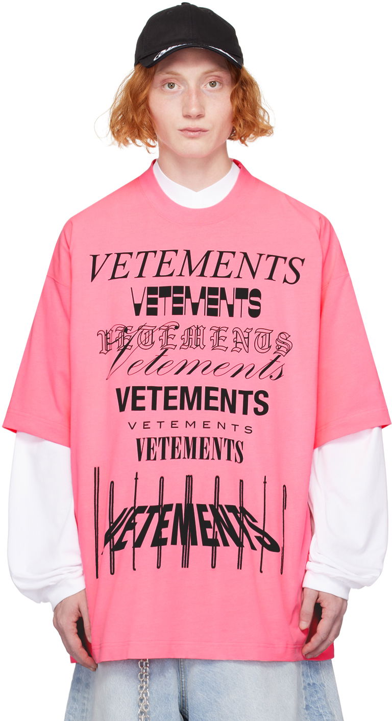 Тениска VETEMENTS Multi Logo T-Shirt Розово | UA65TR330P