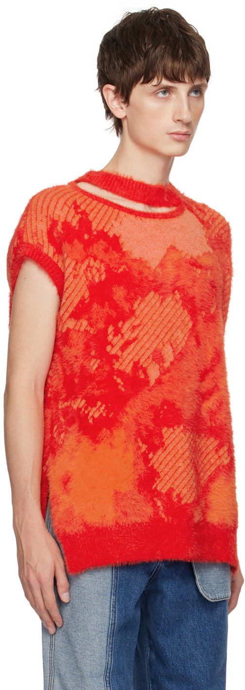 Пуловер Feng Chen Wang Feng Chen Wang Landscape Painting Sleeveless Sweater Червено | FUF16KT14O, 1
